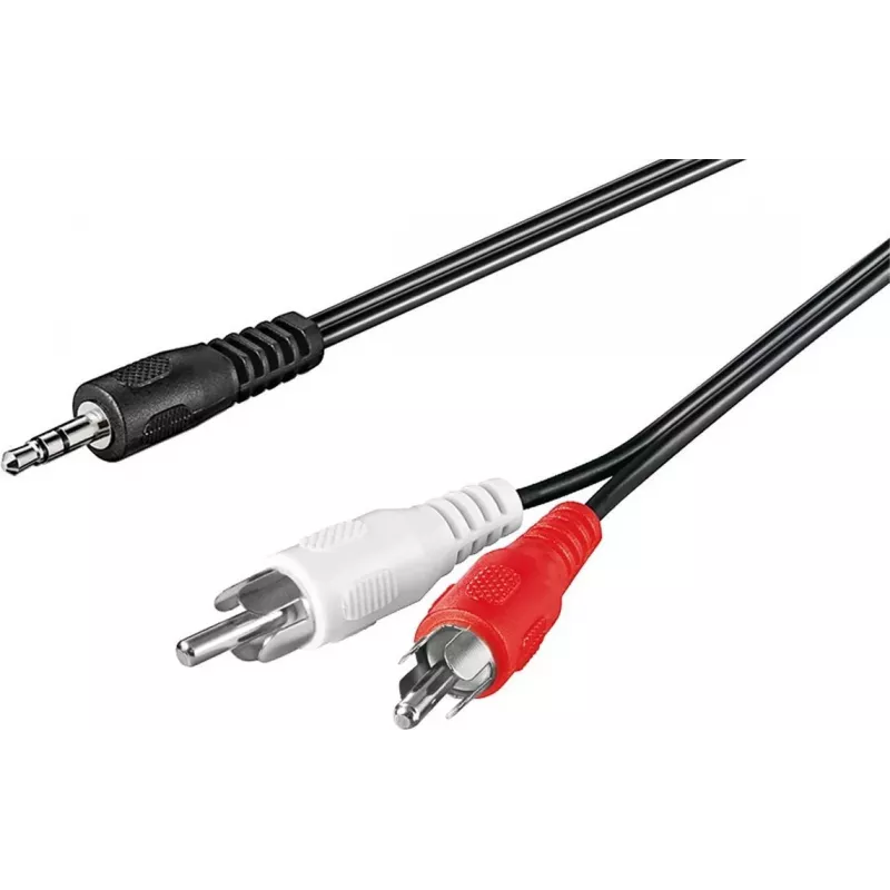Wentronic Goobay 3,5 mm jack naar 2x RCA adapterkabel, 20 m, zwart 50779