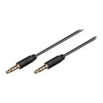 Wentronic Goobay 3,5 mm jack verbindingskabel, zwart, 2 m - 3,5 mm jackstekker (4-pin, stereo) naar 3,5 mm jackstekker (4-pin, stereo) (63830)