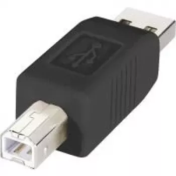 Renkforce USB 2.0 adapter A stekker naar B stekker, vergulde contacten, zwart