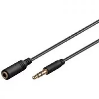 Wentronic Goobay 3,5mm jack-verlengkabel, Zwart, 1 m - 3,5mm stekker naar 3,5mm bus, Stereo (97113)