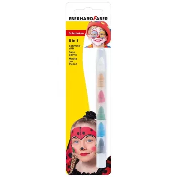 FABER-CASTELL EBERHARD FABER 6-in-1 schminkstift, 1 stift – 6 kleuren, ideaal voor fijne contouren & vlakke motieven, hoge dekking (579030)
