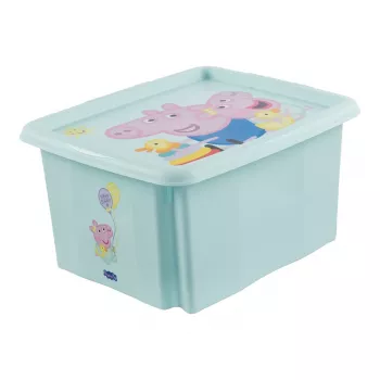 keeeper opbergbox karolina Peppa Pig, 24 liter draai-/stapelbox met deksel, PP, aquamarijn, 1 stuk 1223762433600