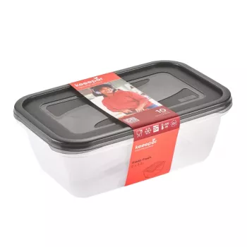 keeeper fredo fresh levensmiddelenbewaarcontainer-set, 2 x 3,3 L, rechthoekig, transparant met grijze deksels 3068082700000