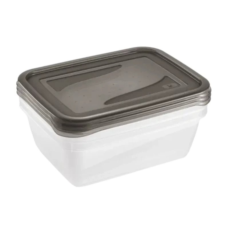 keeeper fredo fresh bewaarcontainer-set, 3x 1,25 L, rechthoekig, transparante bodem met grijs deksel 3067582700000