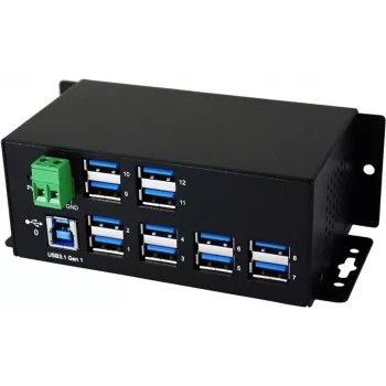 EXSYS EX-1112HMS 12-poorts USB 3.2 Gen 1 industriële DIN-railhub