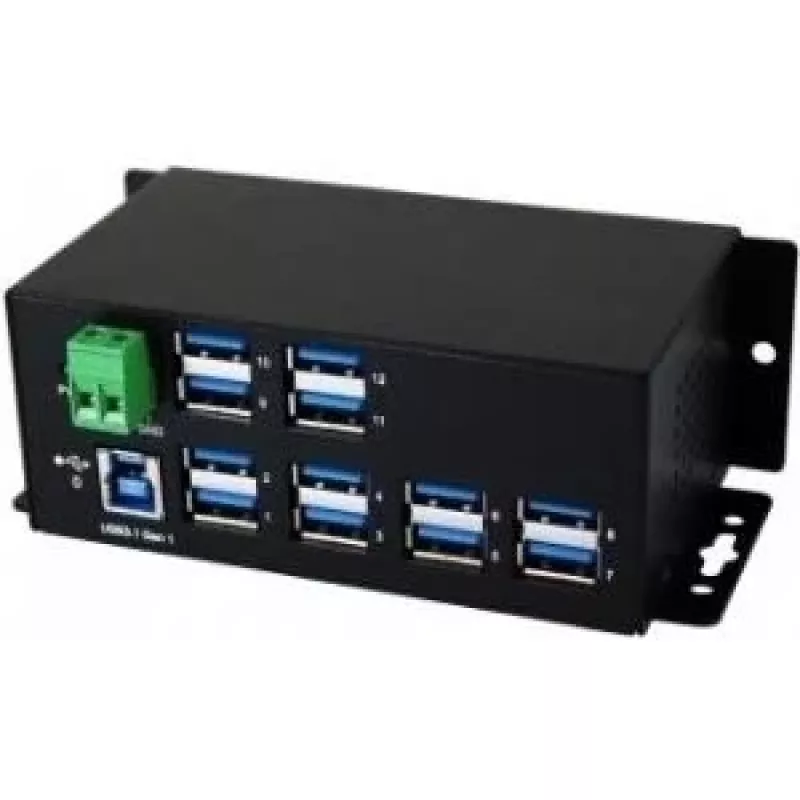 EXSYS EX-1112HMS 12-poorts USB 3.2 Gen 1 industriële DIN-railhub
