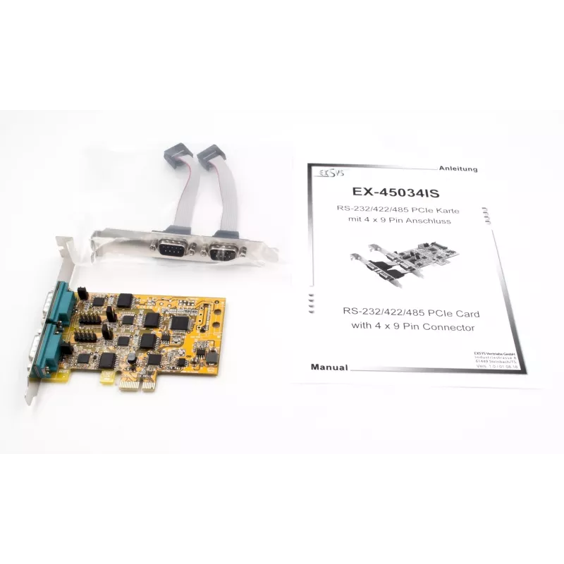 EXSYS EX-45034IS 4-poorts RS-232 PCI Express seriële kaart met 2,5kV optische isolatie