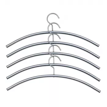 KERKMANN kledinghanger van staal, aluminium zilver, 10 mm dik, 460 mm lang, gebogen, 5 stuks (6219)
