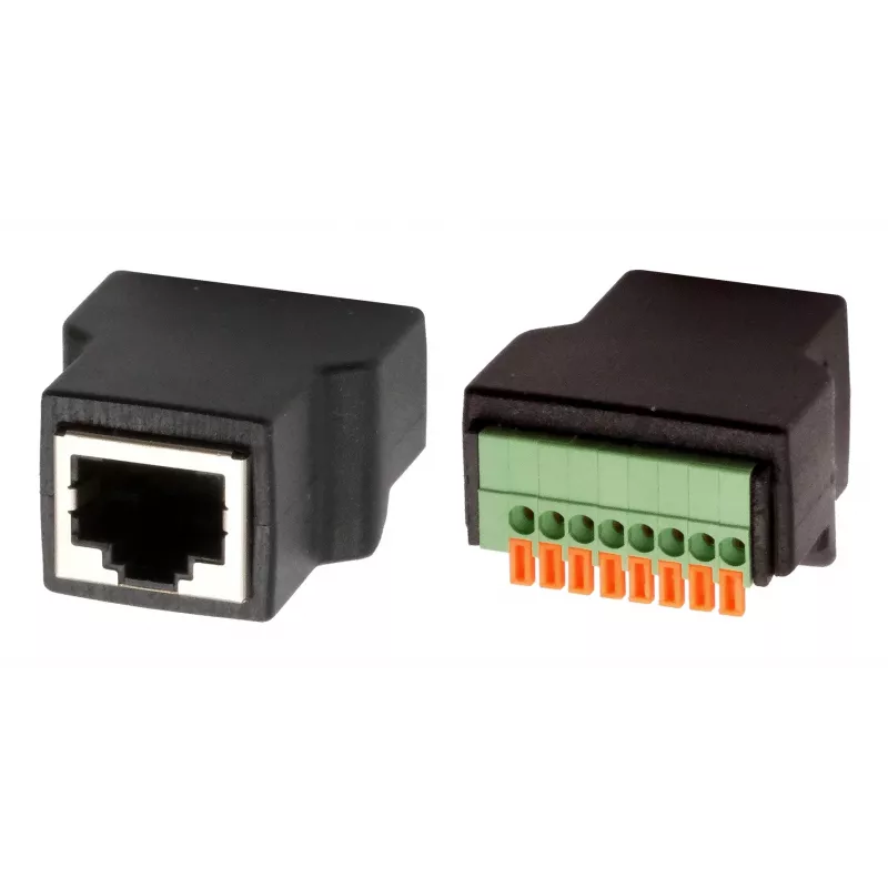 EXSYS EX-49112 RJ45-bus naar 8-pins terminalblock-adapter met drukknop, CAT.5e