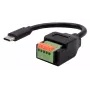 EXSYS USB-C-stekker naar 5-pins terminalblock adapterkabel met drukknop, USB 2.0, 15 cm EX-49123