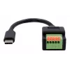 EXSYS USB-C-stekker naar 5-pins terminalblock adapterkabel met drukknop, USB 2.0, 15 cm EX-49123