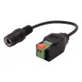 EXSYS DC-bus 5,5x2,1mm naar 2-polige klemmenblok adapterkabel met drukknop, 15cm EX-49141