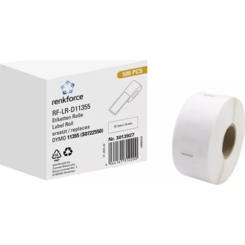 Renkforce RF-6027854 compatibele DYMO 11355 adresetiketten 51 x 19 mm wit papier permanent klevend 500 etiketten/rol
