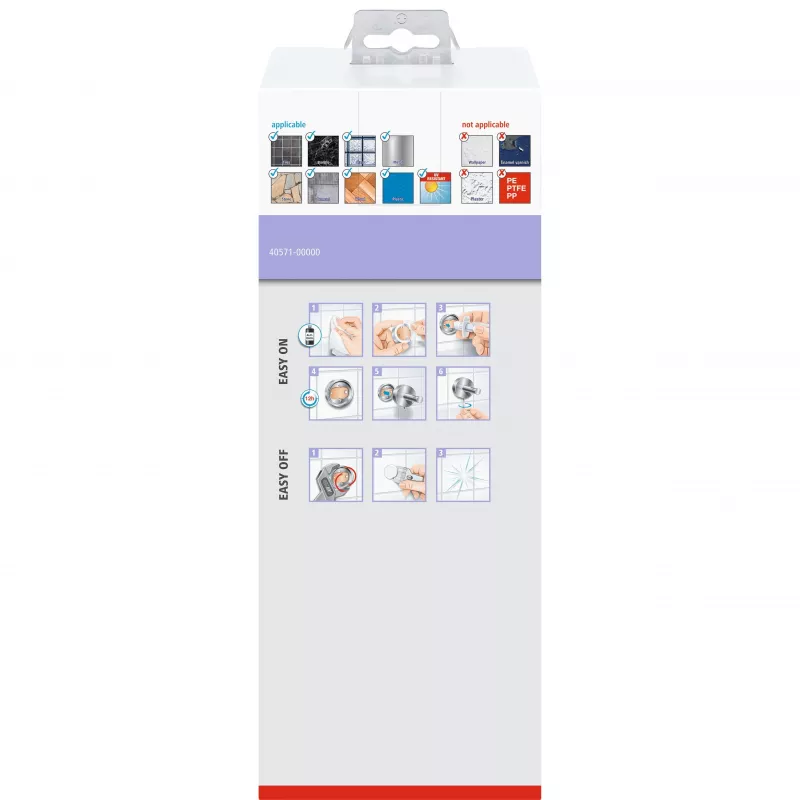 tesa MOON WHITE toiletborstel- en houder set, zelfklevend, metaal, matwit 40571-00000-00