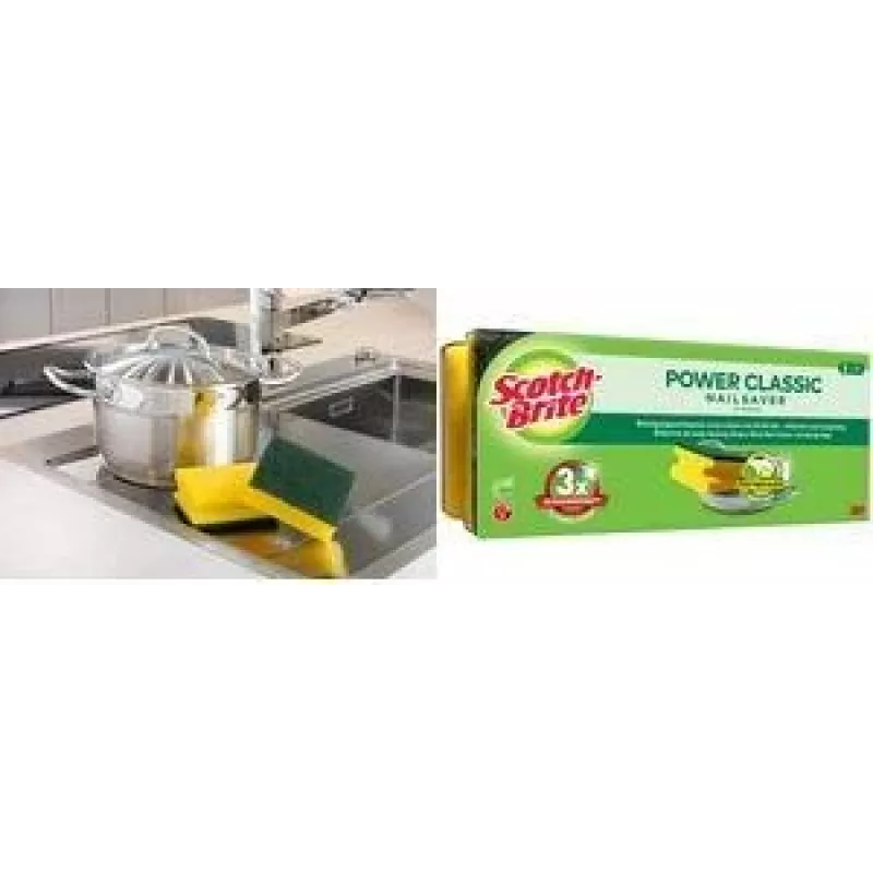 Scotch-Brite Classic pannenspons, 3-pack, extra sterke vliesvezel, nagelvriendelijke greepstrip 34-2000-0254-0