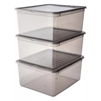 keeeper bea opbergbox-set, 3x 18 L, kristalgrijs, Air-Control deksel 3003182700000