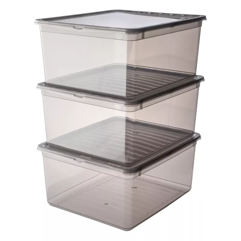 keeeper bea opbergbox-set, 3x 18 L, kristalgrijs, Air-Control deksel 3003182700000