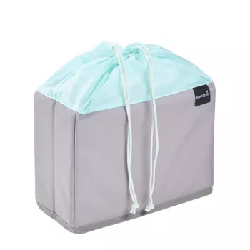 keeeper nea fruit- en groentenzak, 9 liter, grijs/aquamarijn, trekkoord, opvouwbaar, levensmiddelenecht, 1 stuk 1229562400000