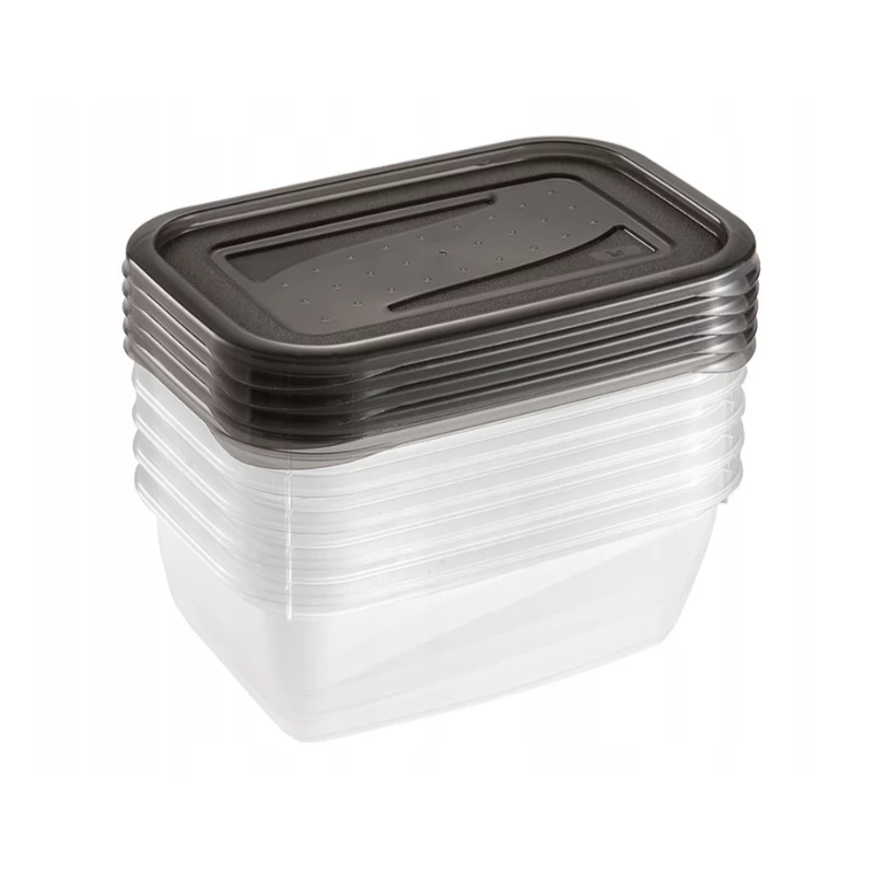 keeeper fredo fresh levensmiddelen-bewaarcontainer-set, 5x 0,5 L, rechthoekig, transparant met grijze deksels 3067282700000