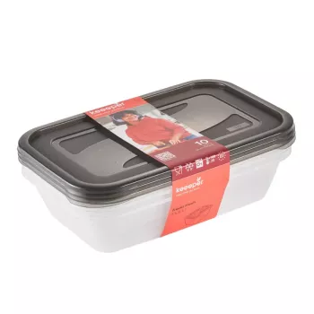 keeeper fredo fresh bewaarcontainer-set, 3 x 2,4 L, rechthoekig, transparant met grijze deksels 3067982700000
