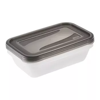 keeeper fredo fresh bewaarcontainer-set, 3 x 2,4 L, rechthoekig, transparant met grijze deksels 3067982700000