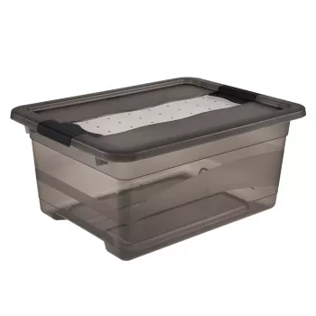 keeeper Cornelia opbergbox, 12 L, kristalgrijs transparant, met schuifdeksel 1094182700000