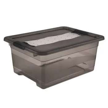 keeeper Cornelia opbergbox, 12 L, kristalgrijs transparant, met schuifdeksel 1094182700000