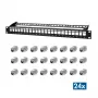 LogiLink PrimeLine 24-poorts afgeschermd Cat.6A Keystone patchpanel, 19 inch 1U, zwart (RAL9005), 24x Keystone-module inbegrepen NK5001