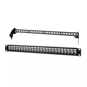 LogiLink PrimeLine 24-poorts afgeschermd Cat.6A Keystone patchpanel, 19 inch 1U, zwart (RAL9005), 24x Keystone-module inbegrepen NK5001