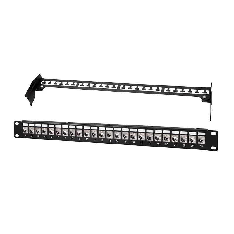 LogiLink PrimeLine 24-poorts afgeschermd Cat.6A Keystone patchpanel, 19 inch 1U, zwart (RAL9005), 24x Keystone-module inbegrepen NK5001