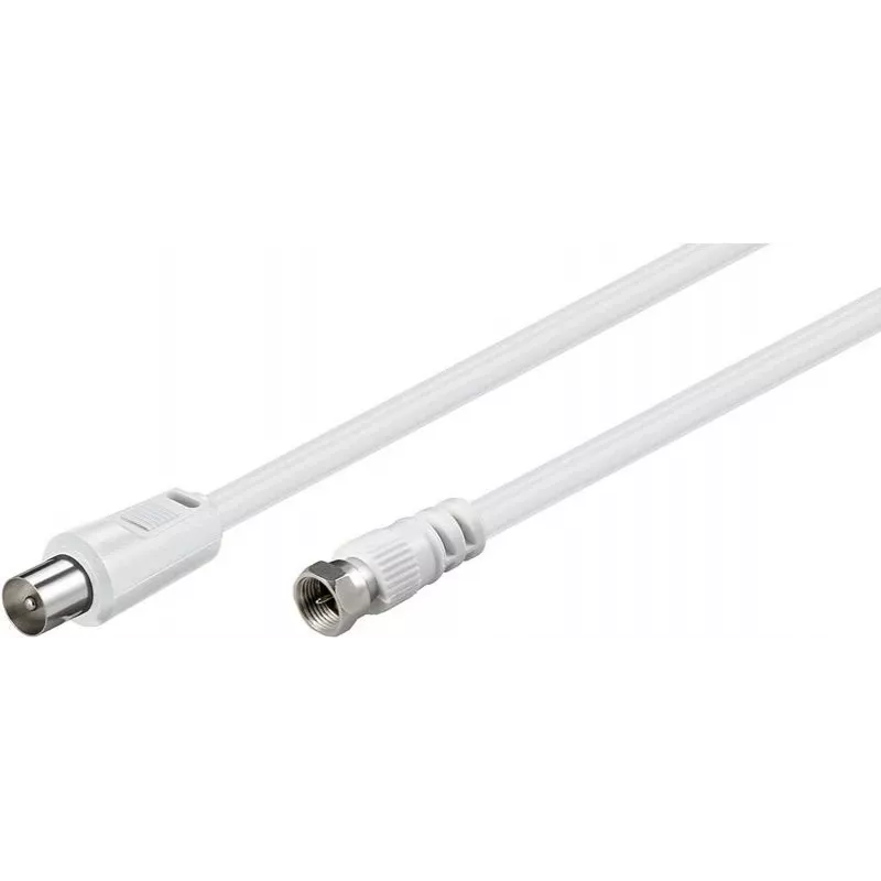 Wentronic Goobay SAT/antenne-verbindingskabel, wit, 2,5 m - F-stekker naar IEC/coax-stekker (11727)