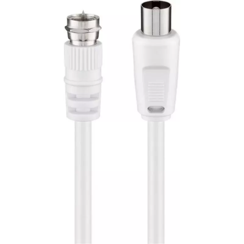 Wentronic Goobay SAT/antenne-verbindingskabel, wit, 2,5 m - F-stekker naar IEC/coax-stekker (11727)