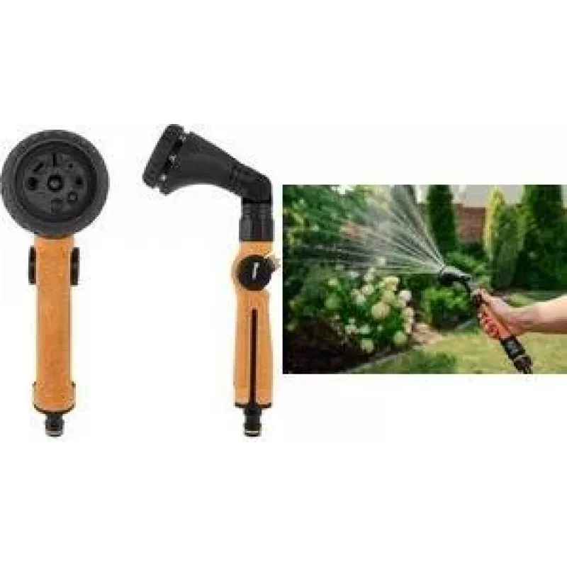 Bradas CORK LINE tuinspuitpistool met 8 spuitpatronen, zinklegering behuizing, kurk geaccentueerde softgreep, snelkoppeling-compatibel CORK-1040