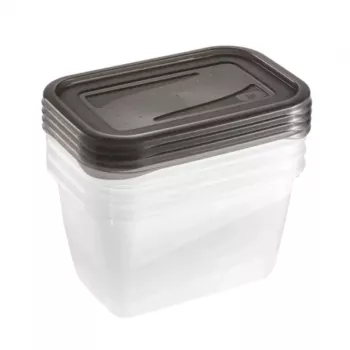 keeeper fredo fresh bewaarbakken-set, 4 x 0,75 L, rechthoekig, transparant met grijze deksels 3067382700000
