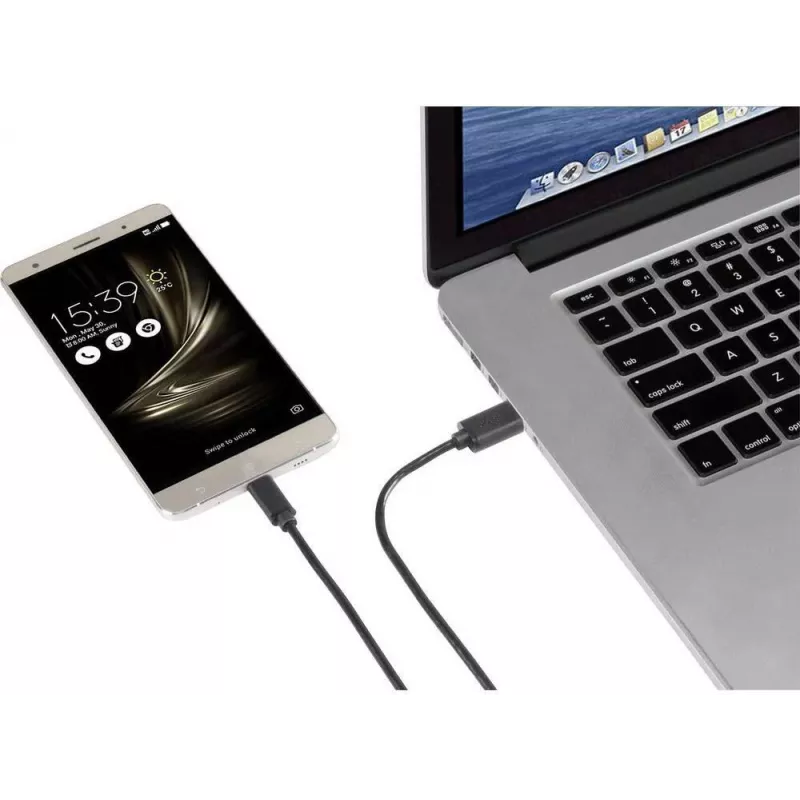 Renkforce RF-4599658 USB 3.2 Gen 1 kabel, USB-A naar USB-C, 0,5 m, zwart