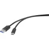 Renkforce RF-4599658 USB 3.2 Gen 1 kabel, USB-A naar USB-C, 0,5 m, zwart