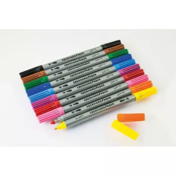 Faber-Castell Eberhard Faber COLORI dubbelzijdige viltstift-set, 10 verschillende kleuren, 2,0 mm fijne & 3,0-4,0 mm brede punten, kartonnen etui 550010