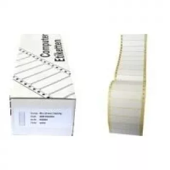 Kores EE8936 eindloze etiketten voor computer, 89 x 36 mm, 4000 etiketten, fanfold, wit, permanente lijm, voor matrixprinters
