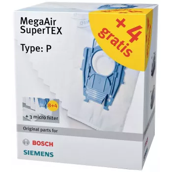 Siemens VZ123FP MegaAir SuperTEX stofzuigerzakken-set (type G/G ALL, 4 zakken + 1 microfilter)