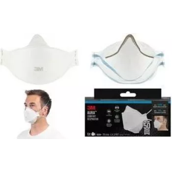 3M Aura 9320+ FFP2 ademhalingsmasker zonder uitademventiel, 3-delige vouwmasker, wit, 1-pack 9320-5