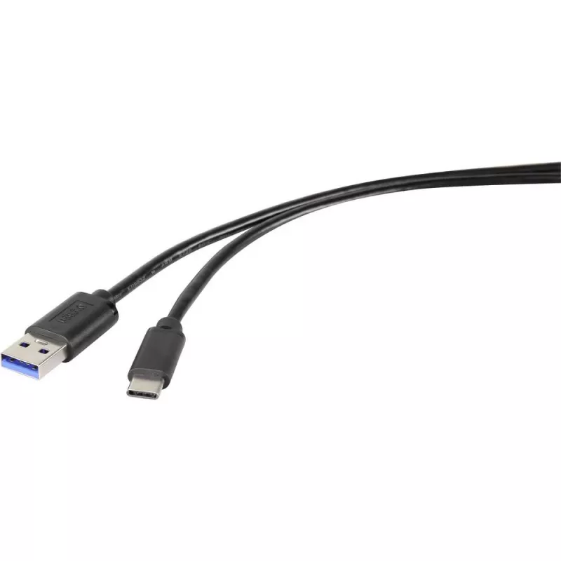 Renkforce RF-4535908 USB 3.2 Gen 1 kabel, USB-A naar USB-C, 3 m, zwart