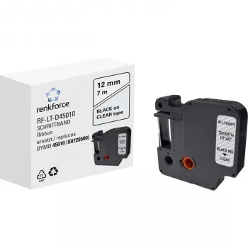 RENKFORCE RF-LT-D45010 compatibel DYMO D1 labelband 12mm transparant zwart op 7m RF-6027820