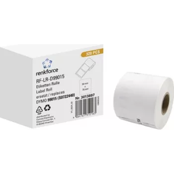 Renkforce RF-6027794 compatibele DYMO 99015 papier-etiketrol, 70 x 54 mm, wit, permanent klevend, 320 etiketten