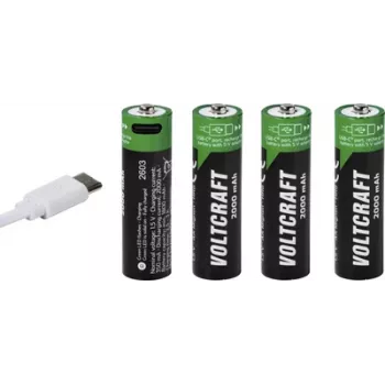 VOLTCRAFT AA Mignon Li-Ion accu 2000 mAh 1,5 V 4-pack met USB-C-laadfunctie (VC-17275570)