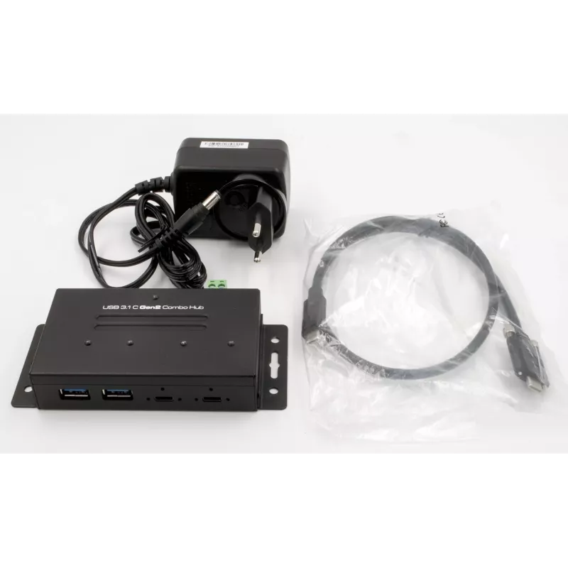 EXSYS EX-1240HMVS Industrial 4-poorts USB 3.2 Gen 2 hub, DIN-rail monteerbaar, metaal