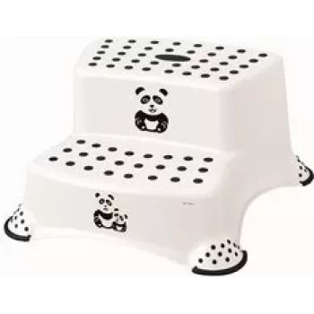 keeeper kids Igor Panda 2-traps krukje, wit met panda-print, 120 kg draagvermogen, antislipvoetjes 1003110024100