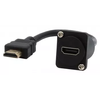 EXSYS EX-49162 HDMI Type A bus naar stekker adapterkabel, 20 cm, 4K, High Speed met Ethernet, zwart