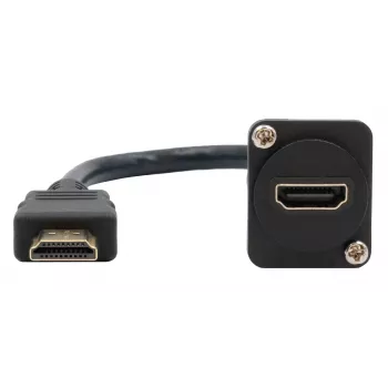 EXSYS EX-49162 HDMI Type A bus naar stekker adapterkabel, 20 cm, 4K, High Speed met Ethernet, zwart