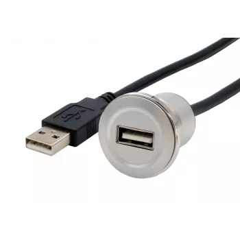 EXSYS EX-49181 panel-mount USB 2.0 verlengkabel, USB-A bus naar USB-A stekker, 30 cm, metalen plaat