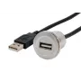 EXSYS EX-49181 panel-mount USB 2.0 verlengkabel, USB-A bus naar USB-A stekker, 30 cm, metalen plaat